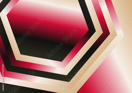 Abstract Pink Beige and Black Gradient Concentric Hexagon Shape Background