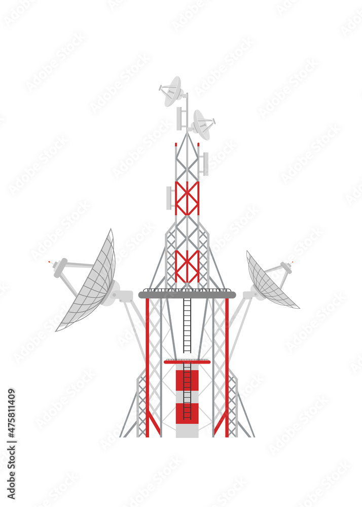 Radio tower icon in cartoon style on a white background. Vector illustration Radio tower icon in cartoon style on a white background. Vector illustration