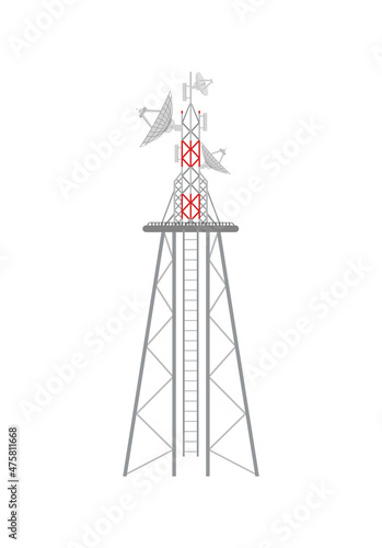 Radio tower icon in cartoon style on a white background