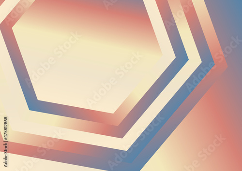 Abstract Beige Red and Blue Gradient Concentric Hexagon Background Illustrator