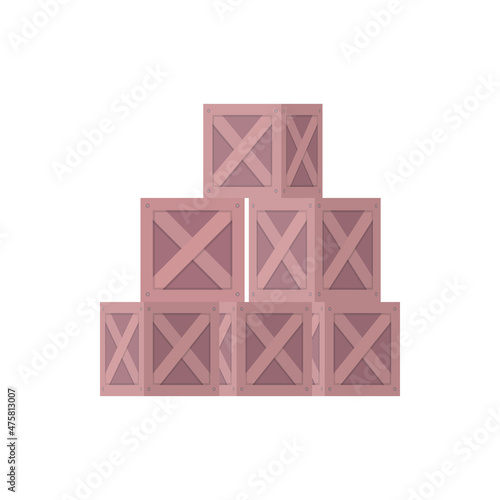 Merchandise wooden boxes piled up vector illustration
