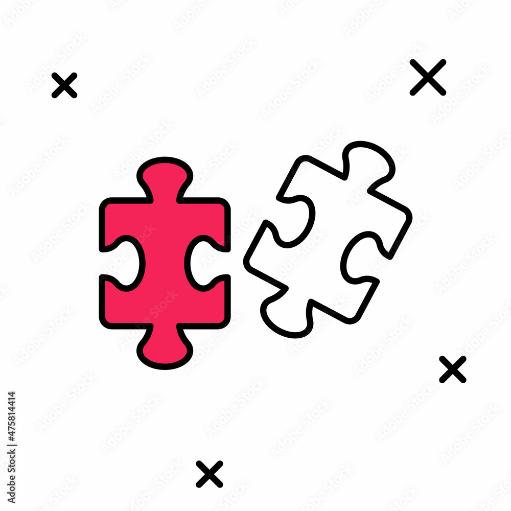 Filled outline Puzzle pieces toy icon isolated on white background. Vector Filled outline Puzzle pieces toy icon isolated on white background. Vector
