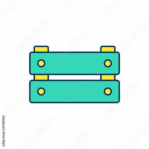 Filled outline Wooden box icon isolated on white background. Grocery basket, storehouse crate. Empty wooden container for vegetables, products. Vector