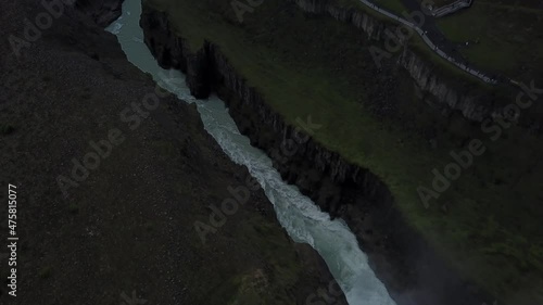 Beautiful waterfall in Iceland canyon