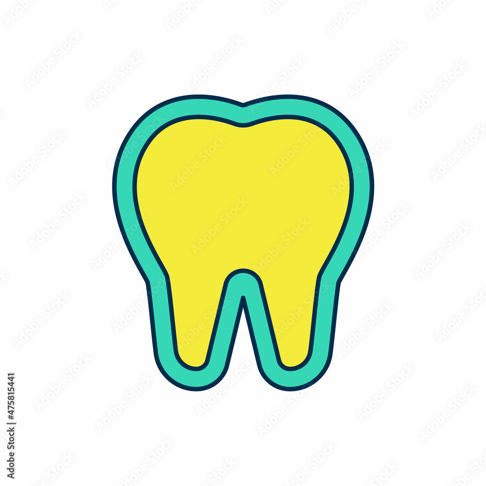 Filled outline Tooth icon isolated on white background. Tooth symbol for dentistry clinic or dentist medical center and toothpaste package. Vector Filled outline Tooth icon isolated on white background. Tooth symbol for dentistry clinic or dentist medical center and toothpaste package. Vector