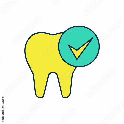 Filled outline Tooth icon isolated on white background. Tooth symbol for dentistry clinic or dentist medical center and toothpaste package. Vector