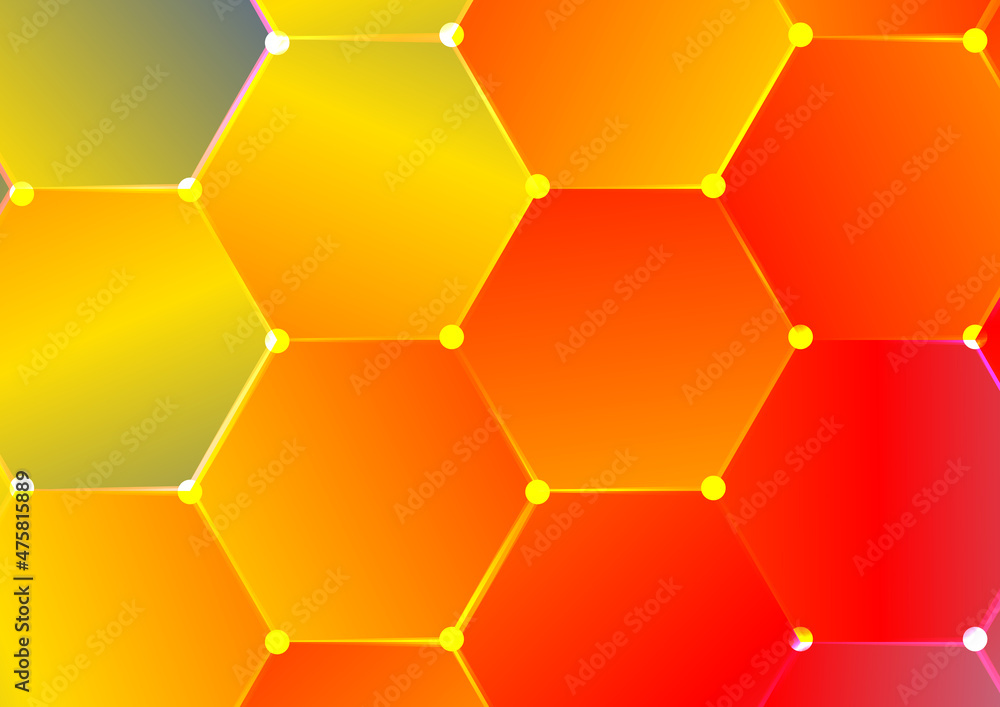 Abstract Red and Yellow Gradient Hexagon Pattern Background Vector Eps ...