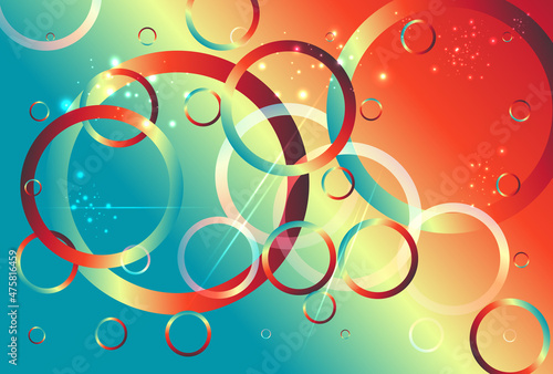 Abstract Red Yellow and Blue Gradient Overlapping Circles Background