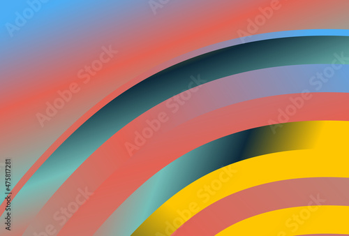 Red Yellow and Blue Gradient Quarter Concentric Circles Background