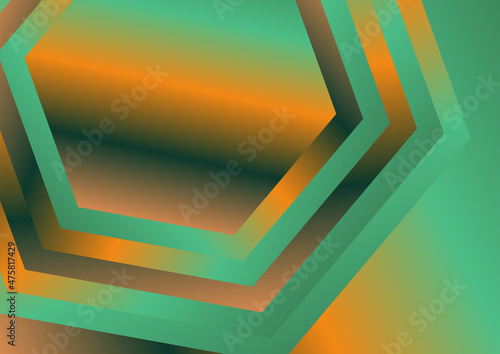 Abstract Orange and Green Gradient Concentric Hexagon Background Vector Eps