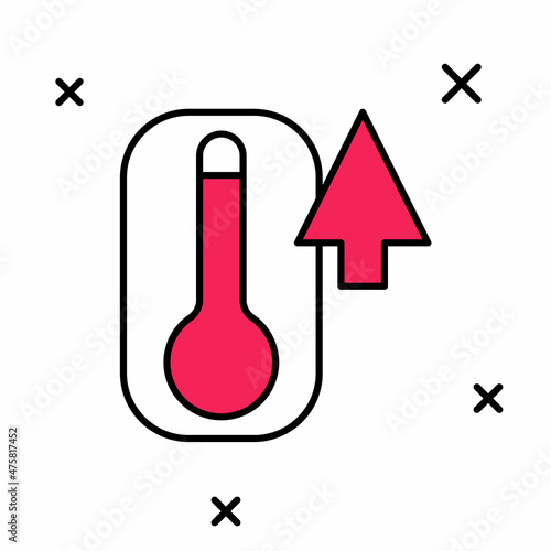 Filled outline Meteorology thermometer measuring heat and cold icon isolated on white background. Thermometer equipment showing hot or cold weather. Vector