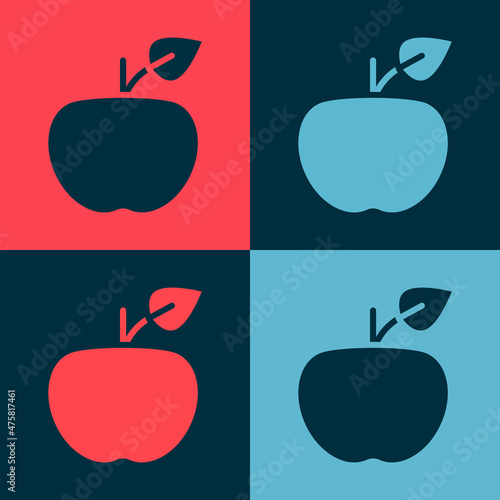 Pop art Apple icon isolated on color background. Excess weight. Healthy diet menu. Fitness diet apple. Vector