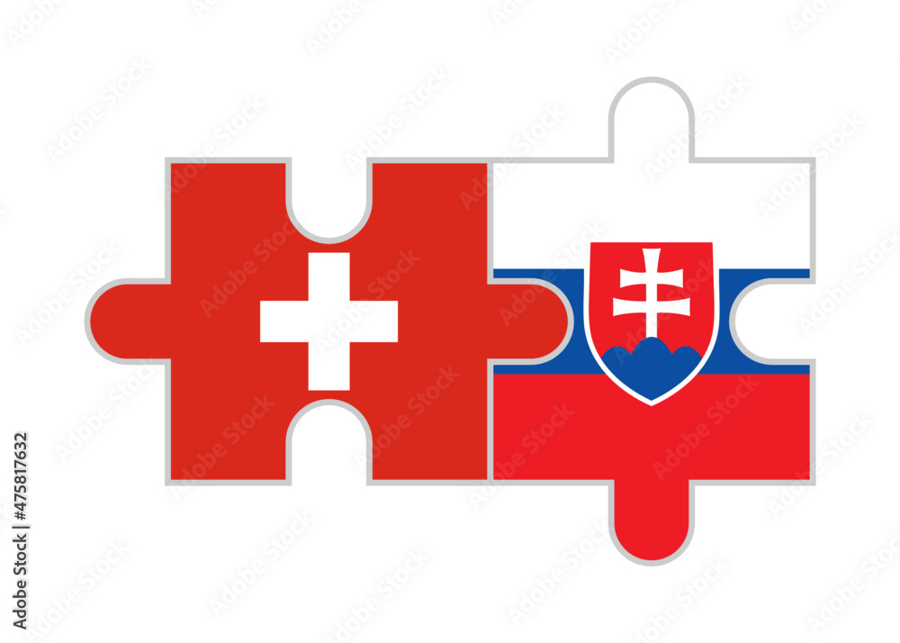 Obraz premium puzzle pieces of switzerland and slovakia flags. vector illustration isolated on white background