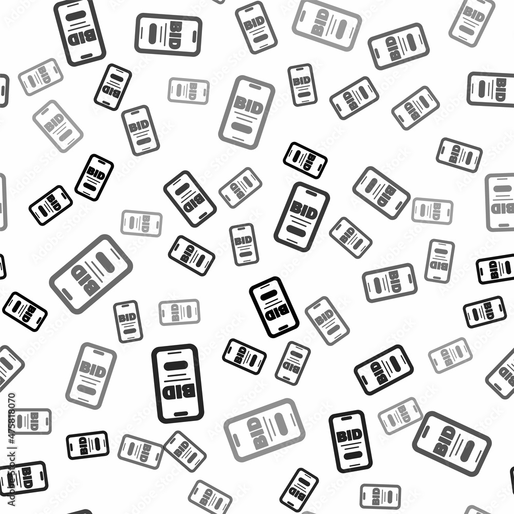 Black Online auction icon isolated seamless pattern on white background. Bid sign. Auction bidding. Sale and buyers. Vector Black Online auction icon isolated seamless pattern on white background. Bid sign. Auction bidding. Sale and buyers. Vector
