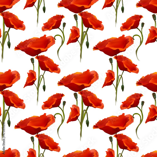 Seamless flower pattern. Red poppies - beautiful spring banner for cards  wallpapers  print textile