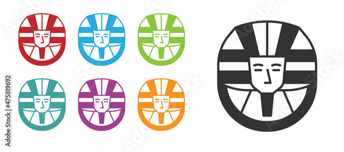 Black Egyptian pharaoh icon isolated on white background. Set icons colorful. Vector