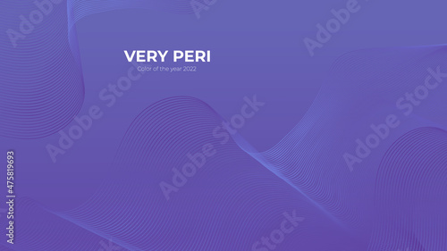 Fluid poster cover with modern very peri color of the year 2022. Violet and purple abstract geometrical template with blend shapes.