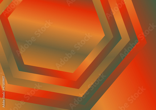 Abstract Red and Orange Gradient Concentric Hexagon Background