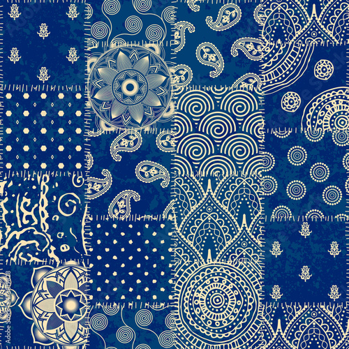 Patchwork textile pattern. Seamless quilting design background.