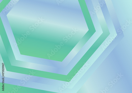 Abstract Blue and Green Gradient Concentric Hexagon Shape Background Vector Graphic
