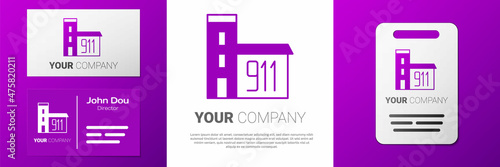 Logotype Building of fire station icon isolated on white background. Fire department building. Logo design template element. Vector