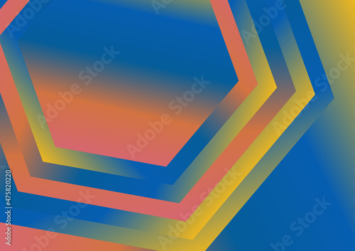 Red Yellow and Blue Gradient Concentric Hexagon Shape Background