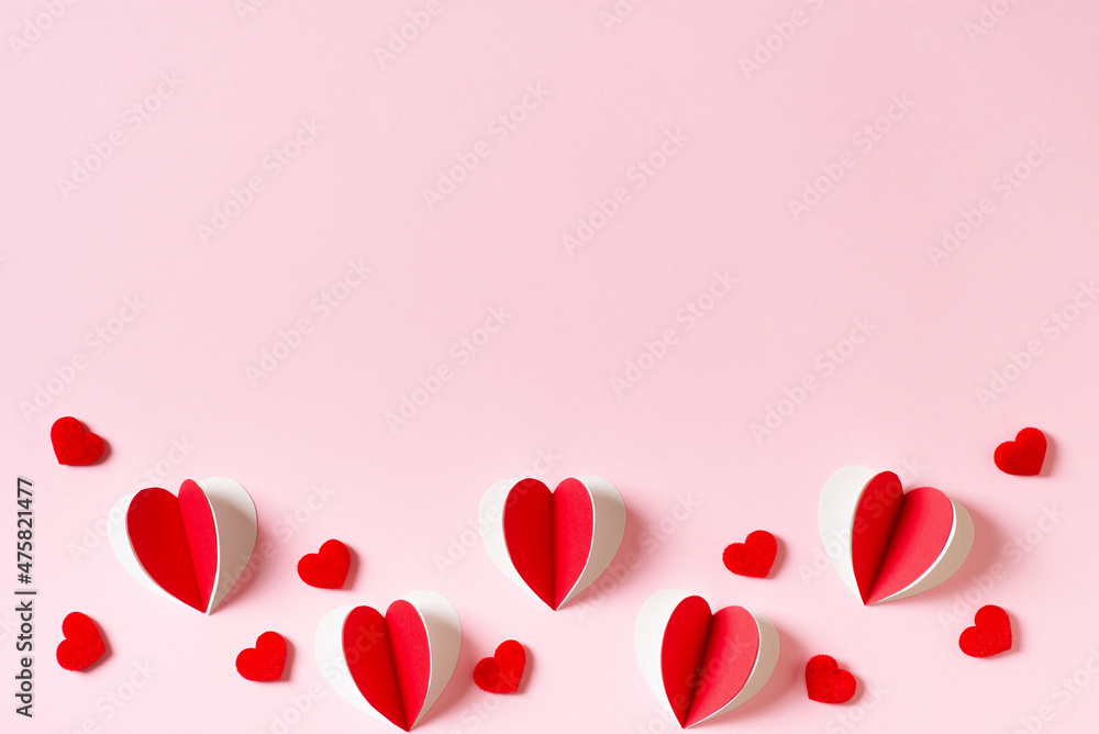 Two red paper hearts, valentine and mothers day concept