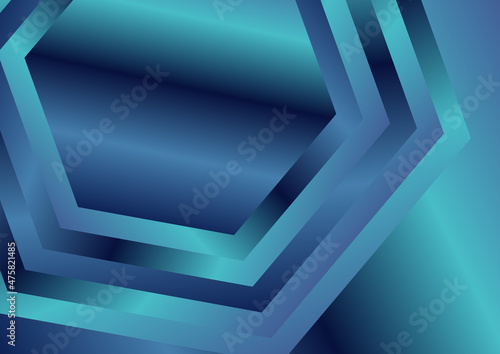 Blue Gradient Concentric Hexagon Shape Background
