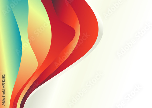 Red Yellow and Blue Wavy Background with Space for Your Text