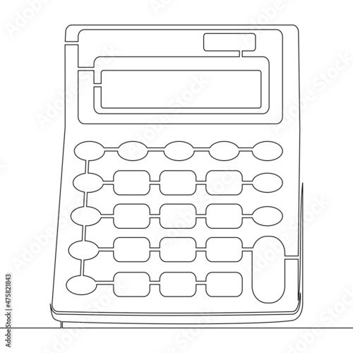 Continuous line art drawing Calculator icon concept