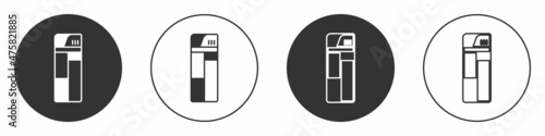 Black Lighter icon isolated on white background. Circle button. Vector