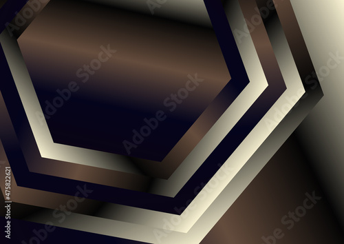Abstract Black and Brown Gradient Concentric Hexagon Background