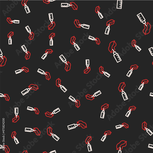 Line Lip augmentation icon isolated seamless pattern on black background. Hyaluronic acid lips injection. Contour plastic. Vector