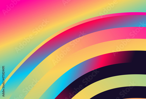 Pink Blue and Orange Gradient Quarter Concentric Circles Background