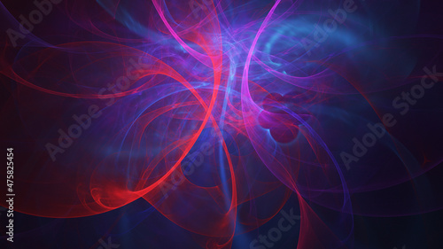 Abstract colorful blue and red fiery shapes. Fantasy light background. Digital fractal art. 3d rendering. © Klavdiya Krinichnaya