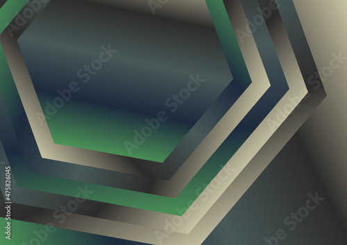 Brown Blue and Green Gradient Concentric Hexagon Shape Background Vector Art