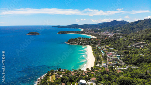 Billede på lærred Ariel view of Andaman sea and Kata beach phuket thailand