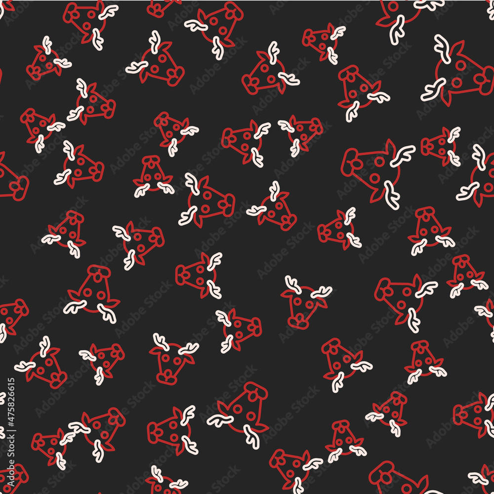 Line Reindeer icon isolated seamless pattern on black background. Merry Christmas and Happy New Year. Vector Line Reindeer icon isolated seamless pattern on black background. Merry Christmas and Happy New Year. Vector