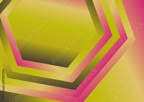 Pink and Green Gradient Concentric Hexagon Shape Background