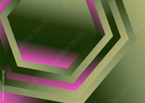 Pink and Green Gradient Concentric Hexagon Background Image