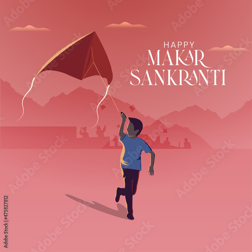 Children fly kites for the holiday Makar Sankranti Hindu harvest festival
