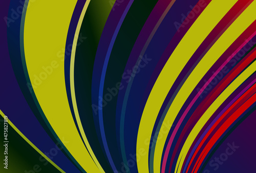 Abstract Red Yellow and Blue Curved Stripes Background