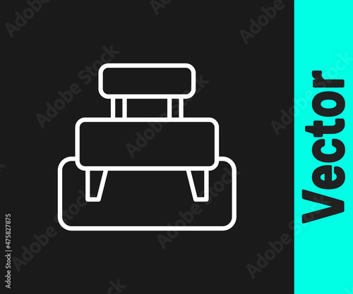 White line Bench icon isolated on black background. Vector