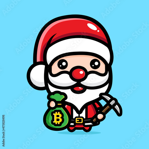 cute santa claus cartoon character design sharing money