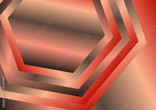 Abstract Red and Brown Gradient Concentric Hexagon Background Design