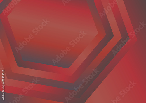 Abstract Red and Grey Gradient Concentric Hexagon Shape Background Image