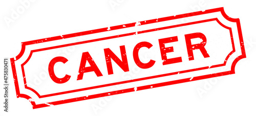 Grunge red cancer word rubber seal stamp on white background