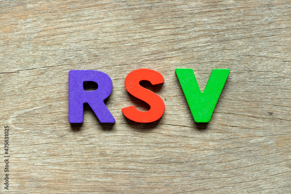 custom made wallpaper toronto digitalColor alphabet letter in word RSV (Abbreviation of Respiratory syncytial virus) on wood background