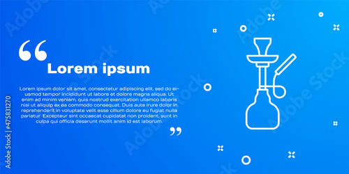 White line Hookah icon isolated on blue background. Vector