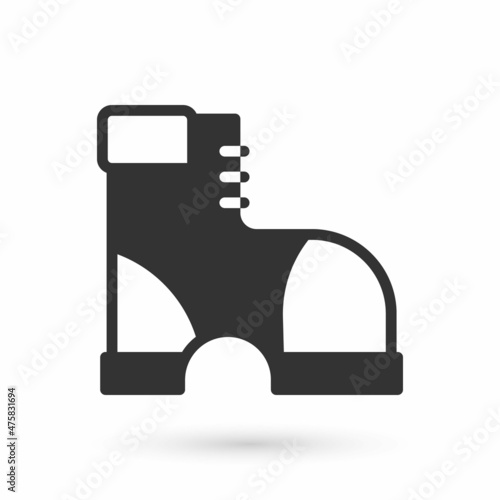 Grey Hunter boots icon isolated on white background. Vector